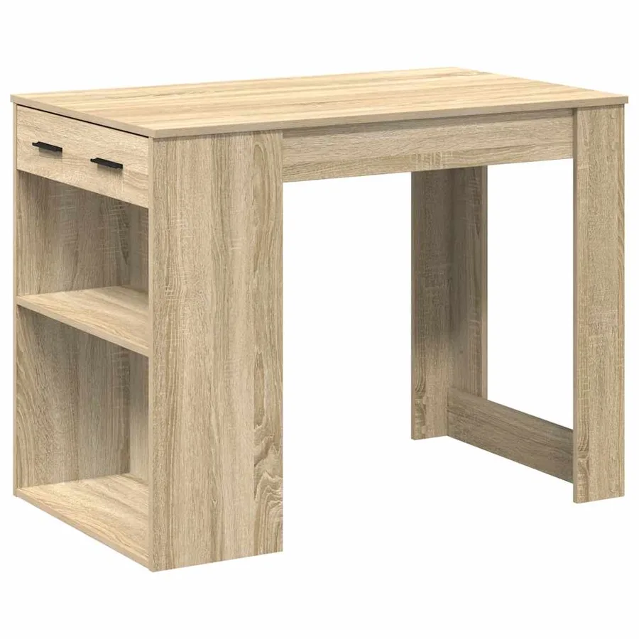 Bureau avec tiroir et étagère chêne sonoma bois d'ingénierie - 2