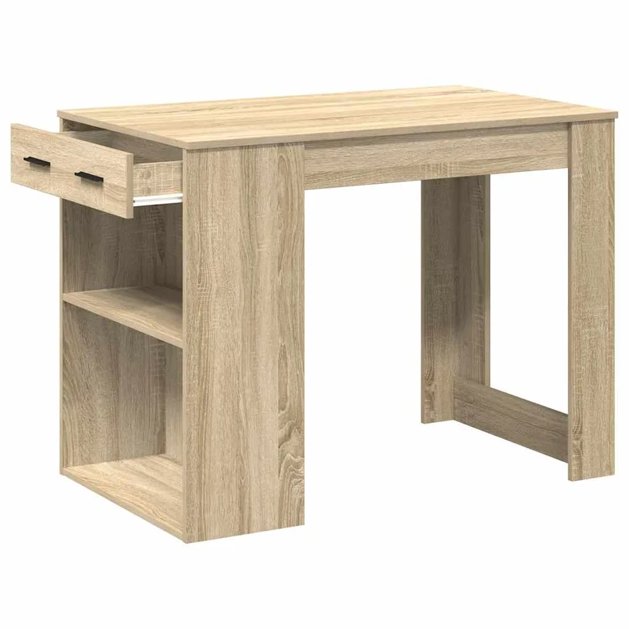 Bureau avec tiroir et étagère chêne sonoma bois d'ingénierie - 5