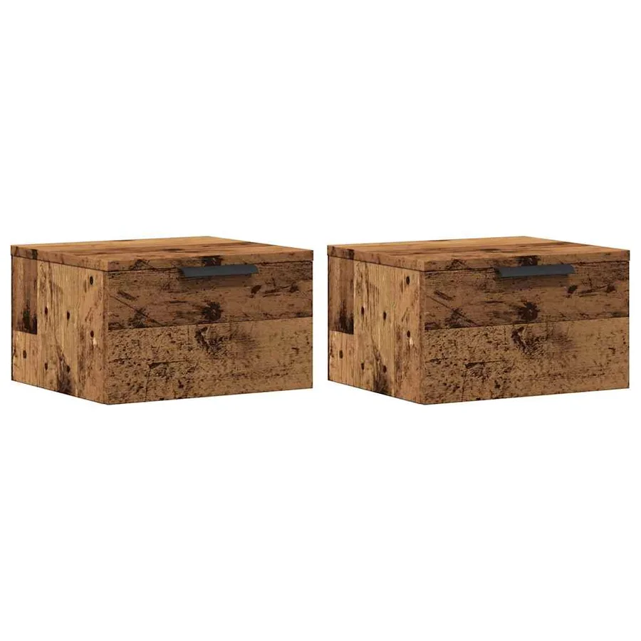 Tables de chevet murales 2 pcs vieux bois 34x30x20 cm - 2