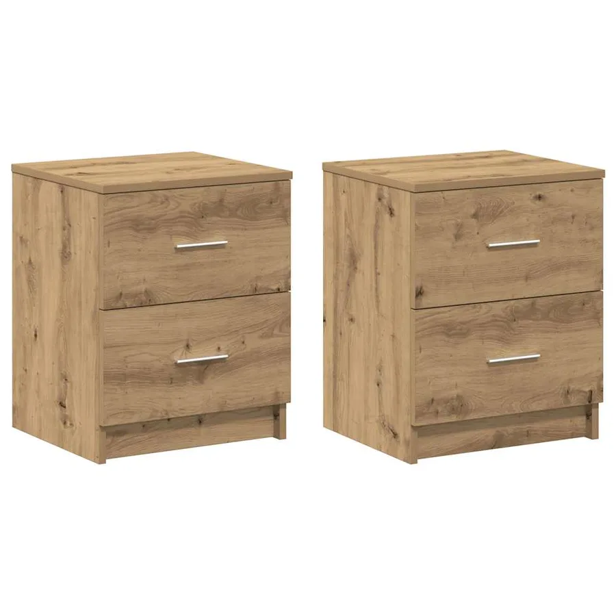 Tables de chevet 2 pcs avec 2 tiroirs chêne artisanal 40 x 36 x 50 cm - 2