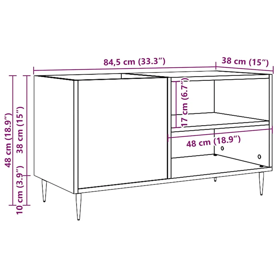 Armoire à disques vieux bois 84,5x38x48 cm bois d'ingénierie - 10