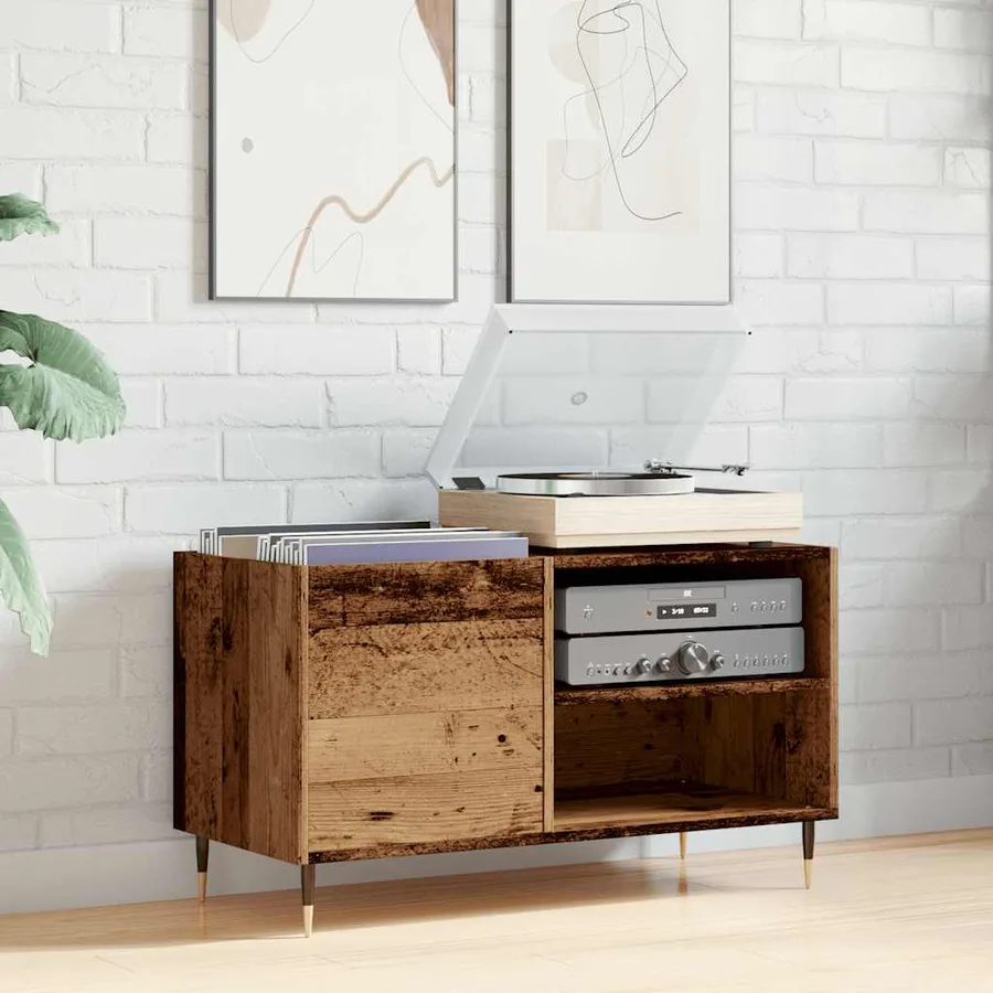Armoire à disques vieux bois 84,5x38x48 cm bois d'ingénierie - 3