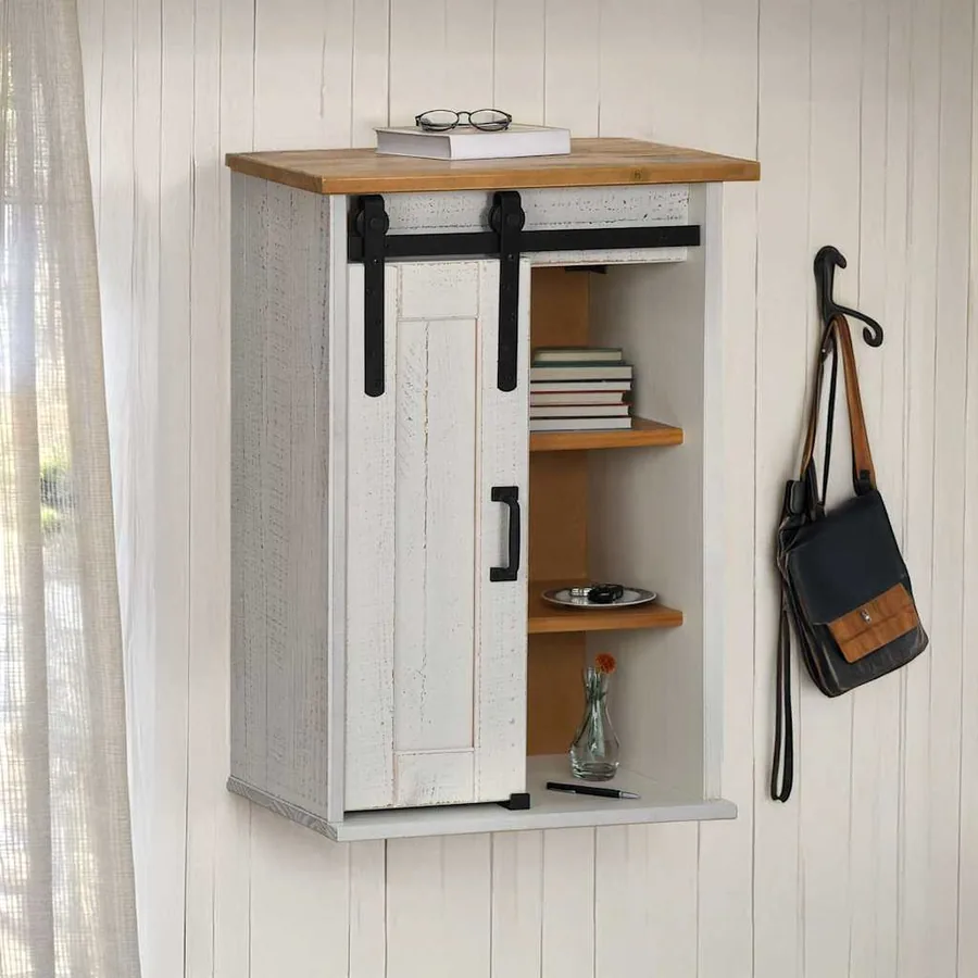 Armoire suspendue HALDEN porte coulissante blanc 49x22,5x70 cm