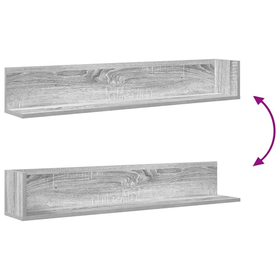 Étagères murales 2 pcs sonoma gris 100x16,5x16,5 cm - 8
