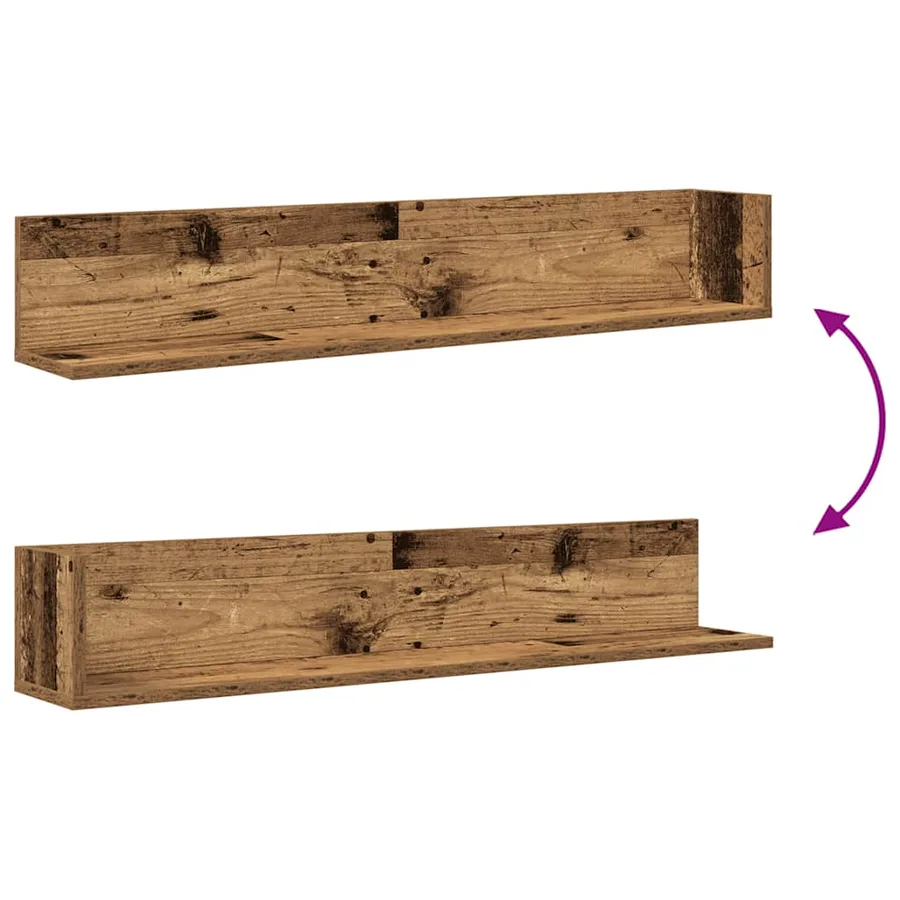 Étagères murales 2 pcs vieux bois 100x16,5x16,5 cm - 8