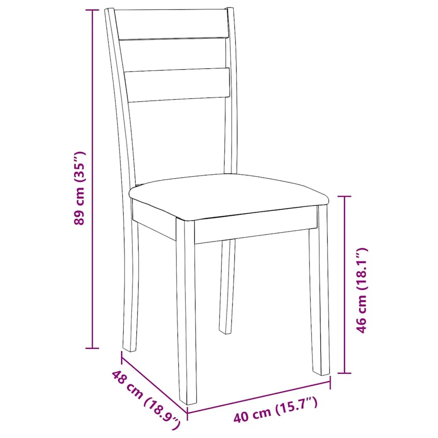 Chaises à manger coussins 2 pcs blanc bois massif caoutchouc - 11