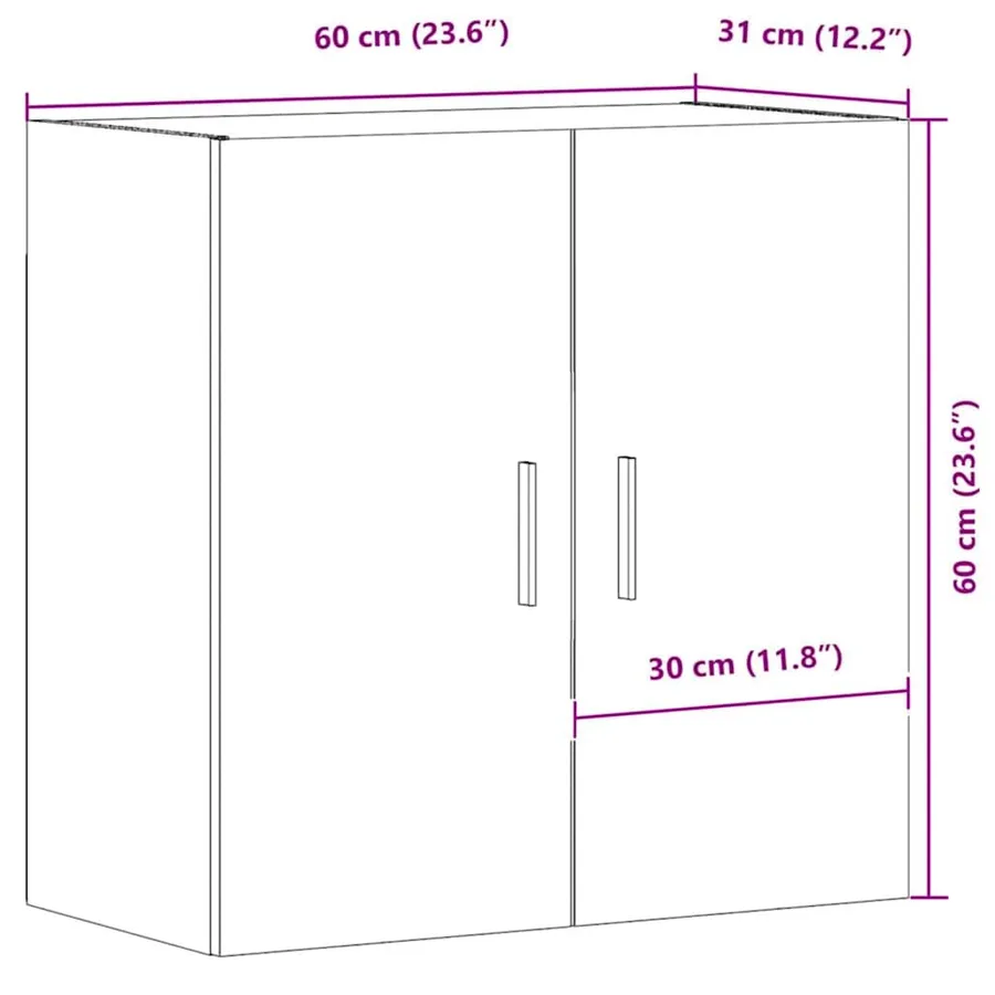 Armoire murale chêne artisanal 60x31x60 cm bois d'ingénierie - 11