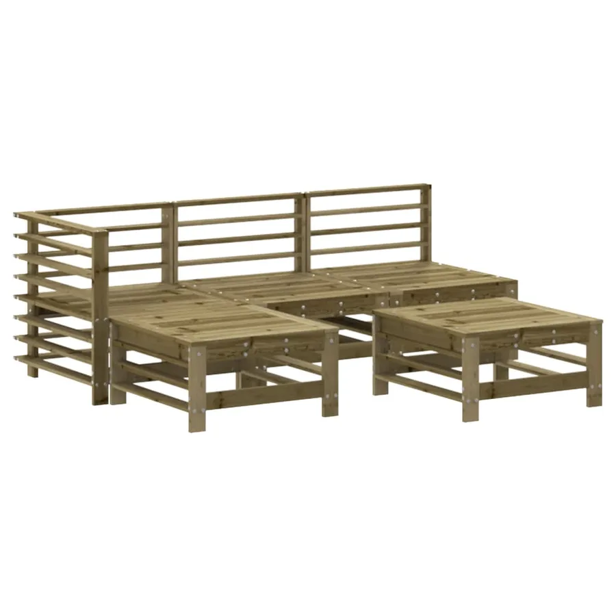 Salon de jardin 5 pcs avec coussins bois de pin imprégné - 3