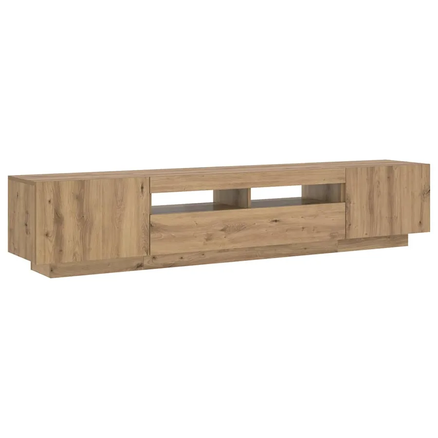 Meuble TV avec lumières LED chêne artisanal bois d'ingénierie - 7