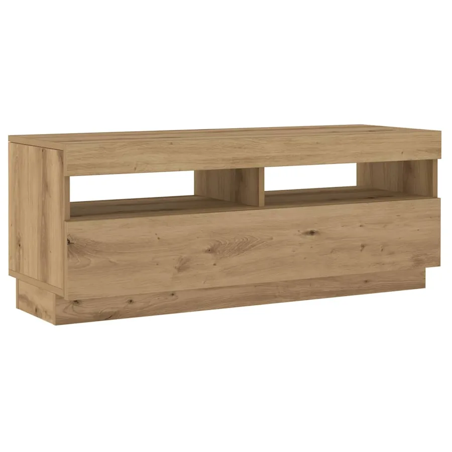 Meuble TV avec lumières LED chêne artisanal bois d'ingénierie - 8