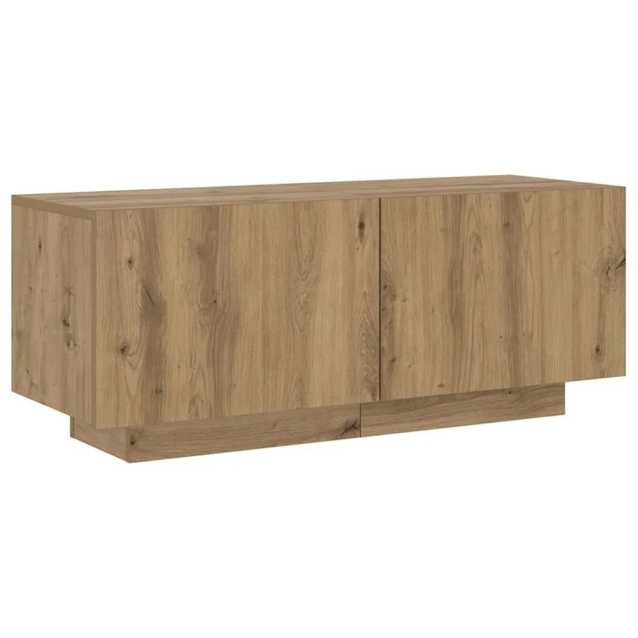 Meuble TV avec lumières LED chêne artisanal bois d'ingénierie - 9
