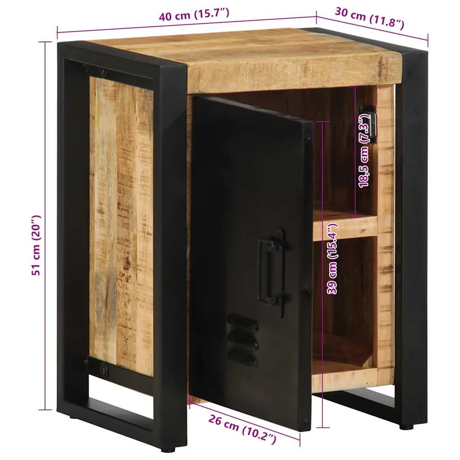 Tables de chevet 2 pcs bois de manguier massif brut - 13