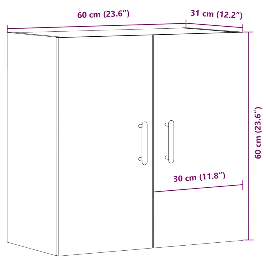 Armoire murale chêne artisanal 60x31x60 cm bois d'ingénierie - 11