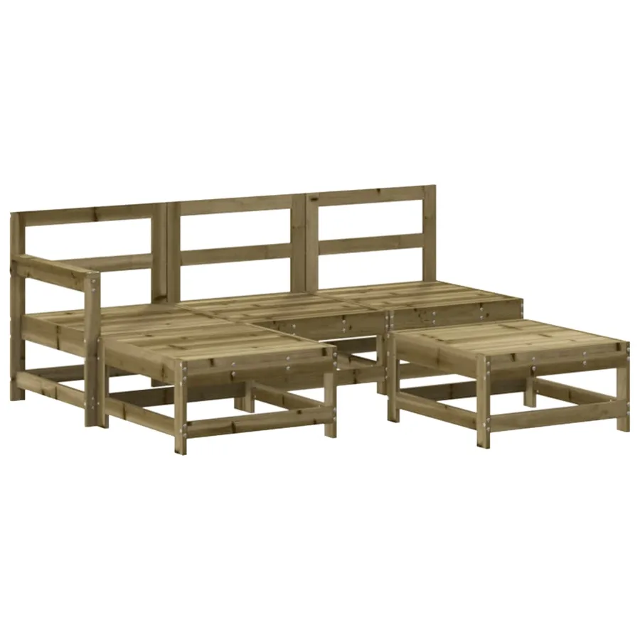 Salon de jardin 5 pcs avec coussins bois de pin imprégné - 3