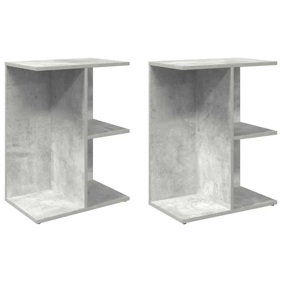 Tables de chevet 2 pcs gris béton 46,5x29x61 cm bois ingénierie - 2