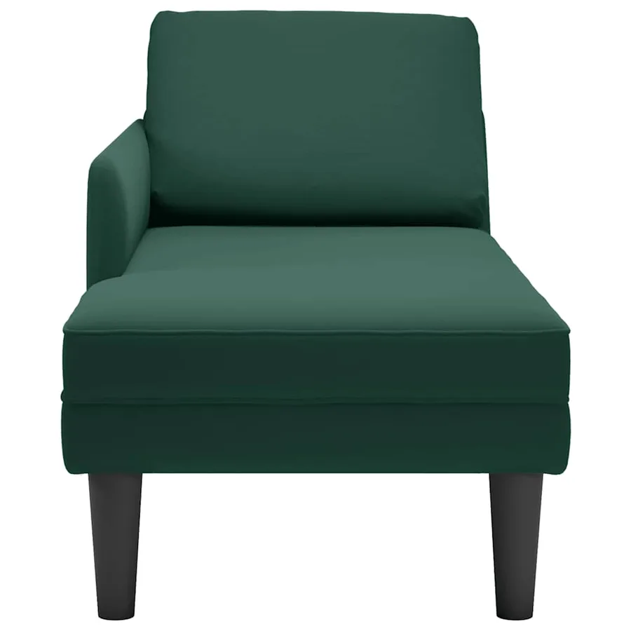 Fauteuil long et coussin et accoudoir droit vert foncé velours - 4