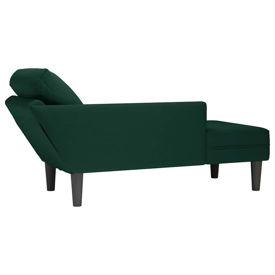 Fauteuil long et coussin et accoudoir droit vert foncé velours - 6