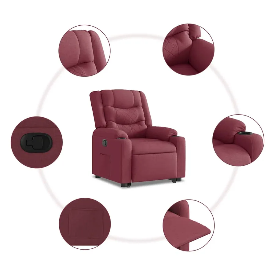 Fauteuil inclinable rouge bordeaux tissu - 13