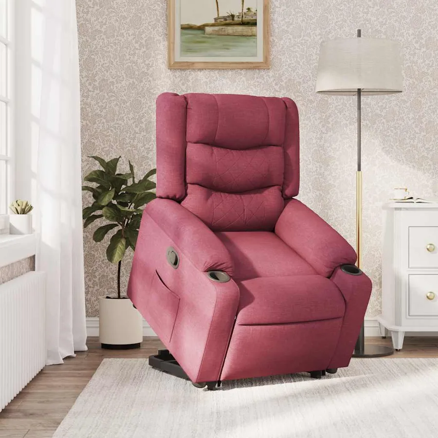 Fauteuil inclinable rouge bordeaux tissu - 2