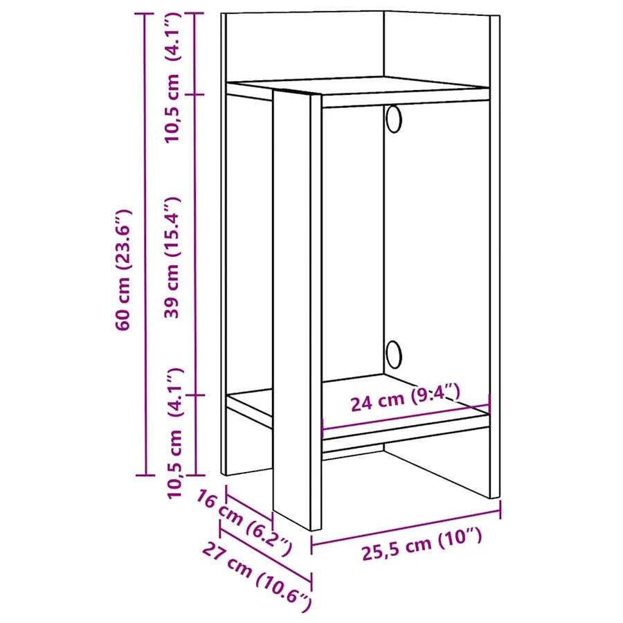 Tables d'appoint 2 pcs avec étagère chêne fumé 25,5x27x60 cm - 10