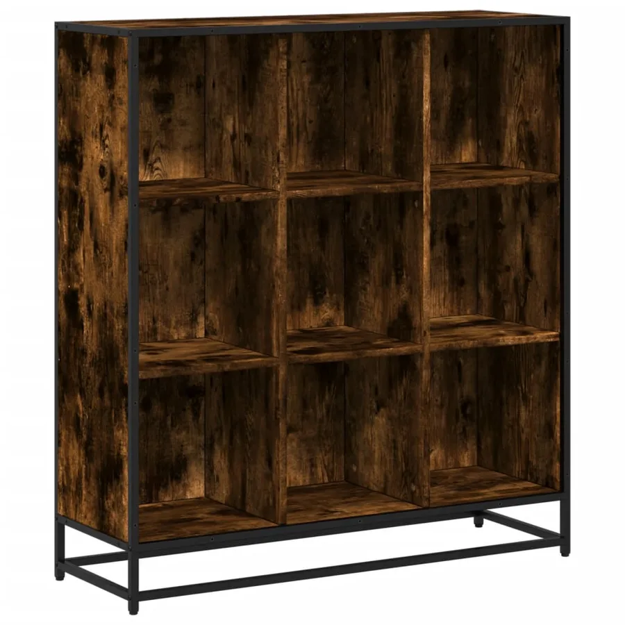 Bibliothèque chêne fumé 97,5x33x107,5cm bois d'ingénierie métal - 2