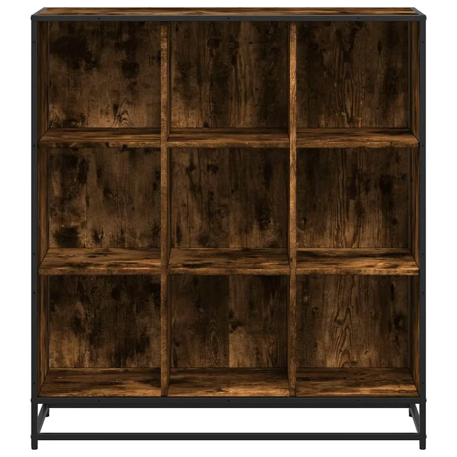 Bibliothèque chêne fumé 97,5x33x107,5cm bois d'ingénierie métal - 4