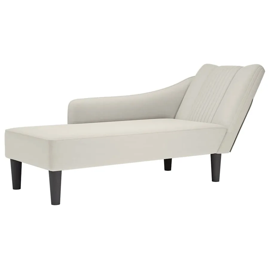 Fauteuil long avec accoudoir droit crème velours