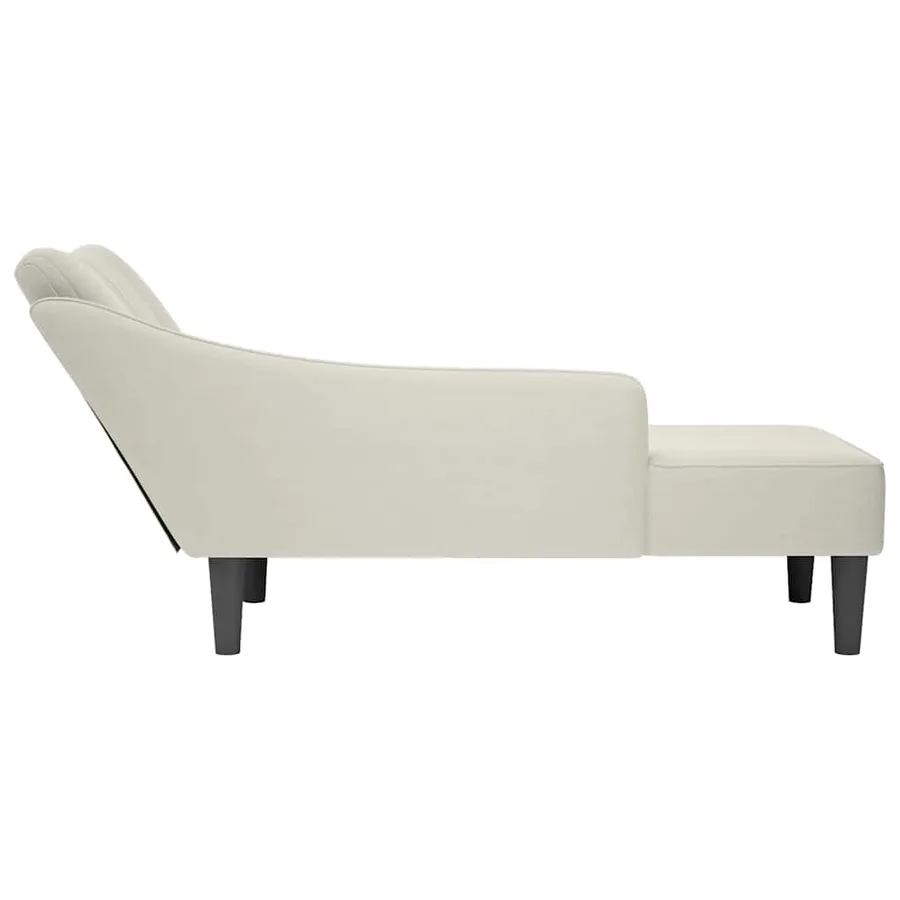 Fauteuil long avec accoudoir droit crème velours - 5