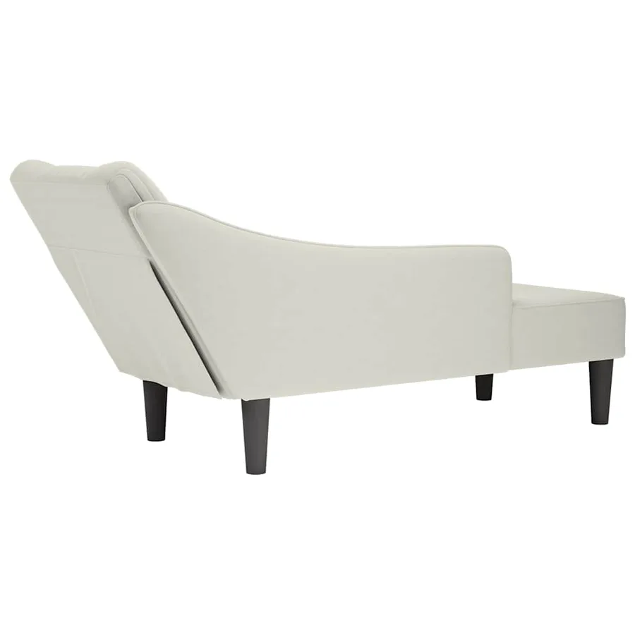 Fauteuil long avec accoudoir droit crème velours - 6