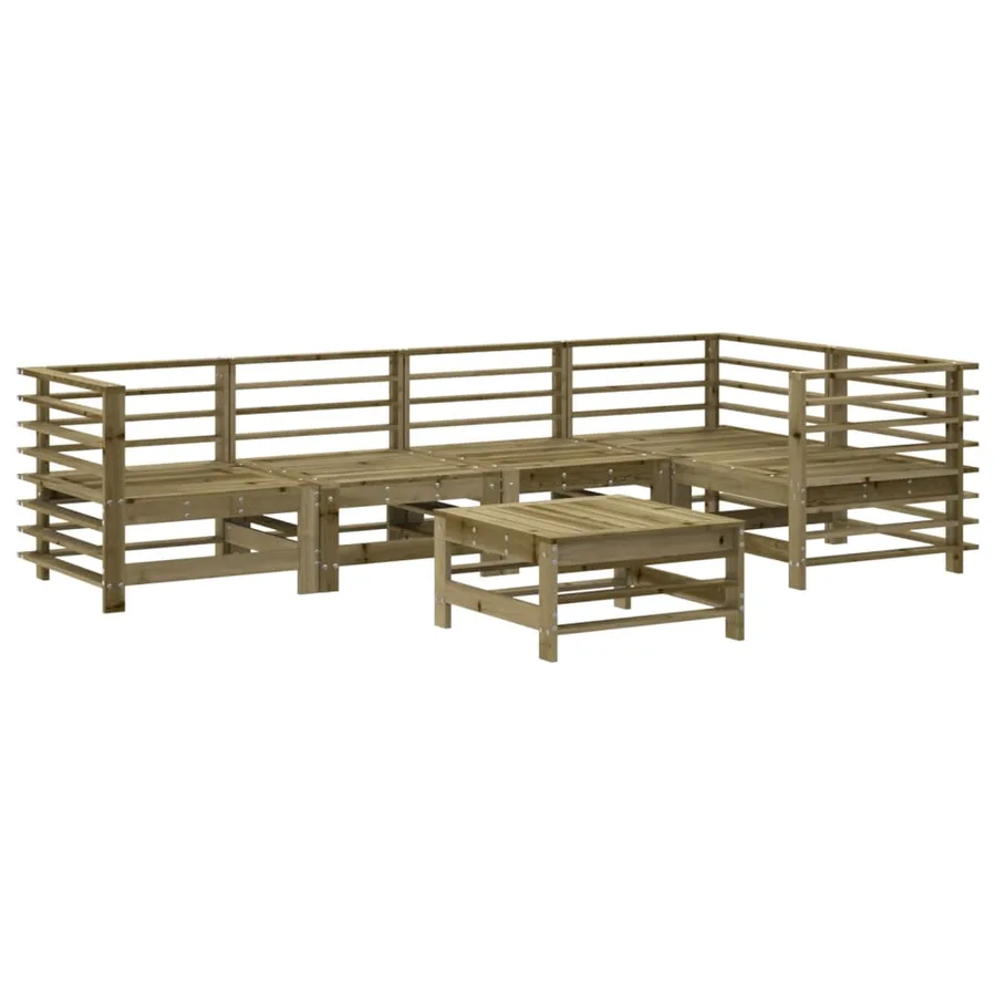 Salon de jardin 6 pcs avec coussins bois de pin imprégné - 3
