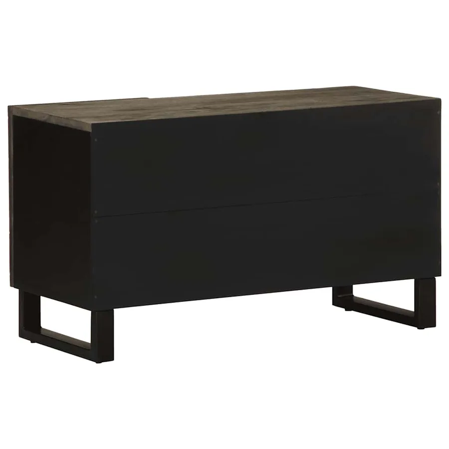 Meuble TV noir 80x33x46 cm bois massif de manguier - 5
