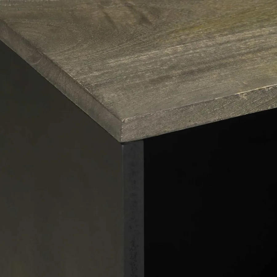 Meuble TV noir 80x33x46 cm bois massif de manguier - 7
