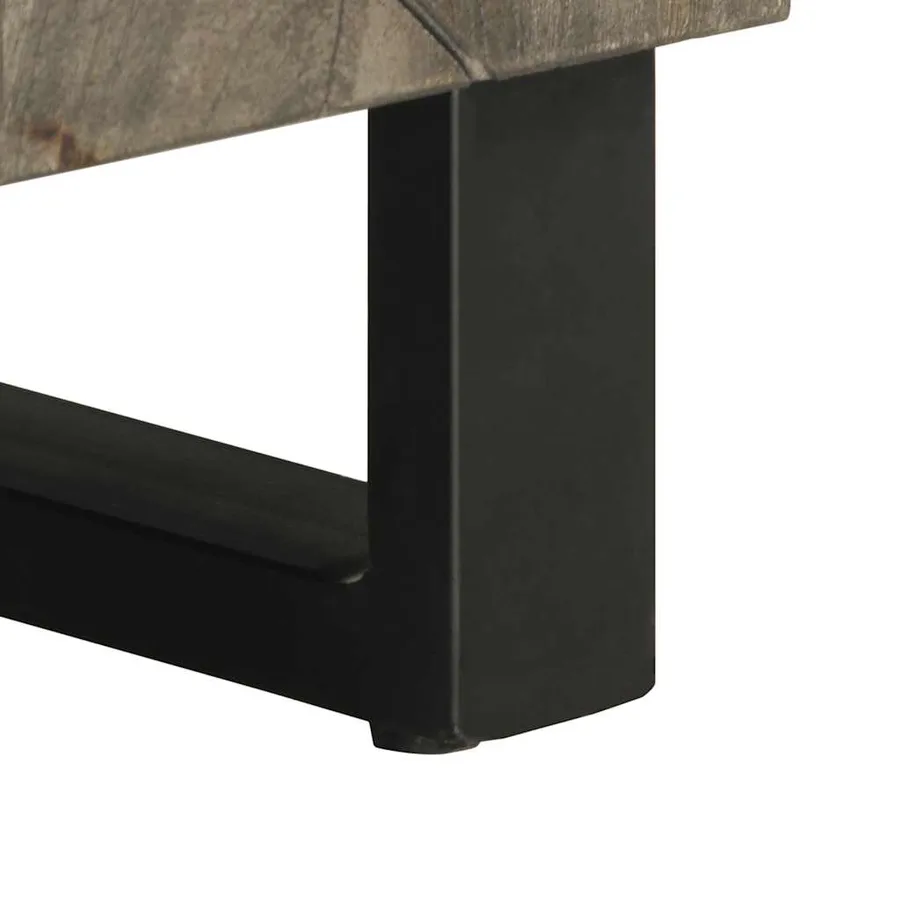 Meuble TV noir 80x33x46 cm bois massif de manguier - 9
