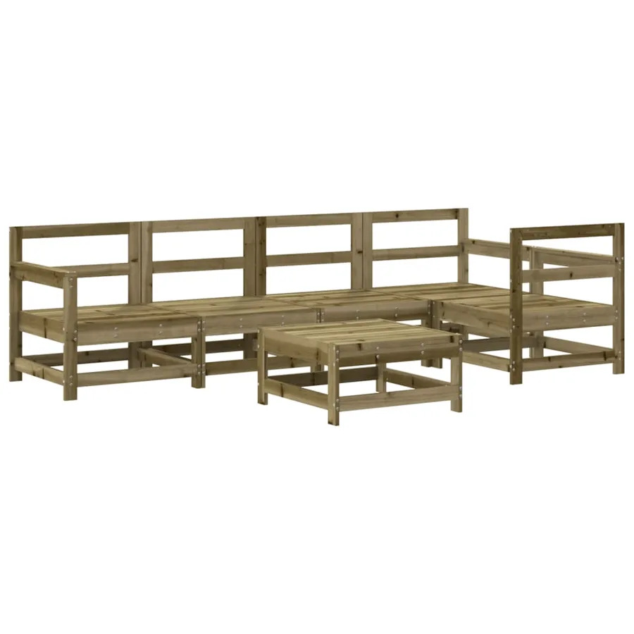 Salon de jardin 6 pcs avec coussins bois de pin imprégné - 3