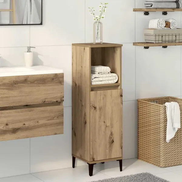 Armoire de salle de bain chêne artisanal 30x30x100 cm
