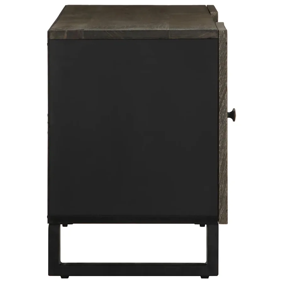 Meuble TV noir 105x33x46 cm bois massif de manguier - 4