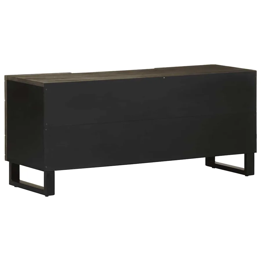 Meuble TV noir 105x33x46 cm bois massif de manguier - 5