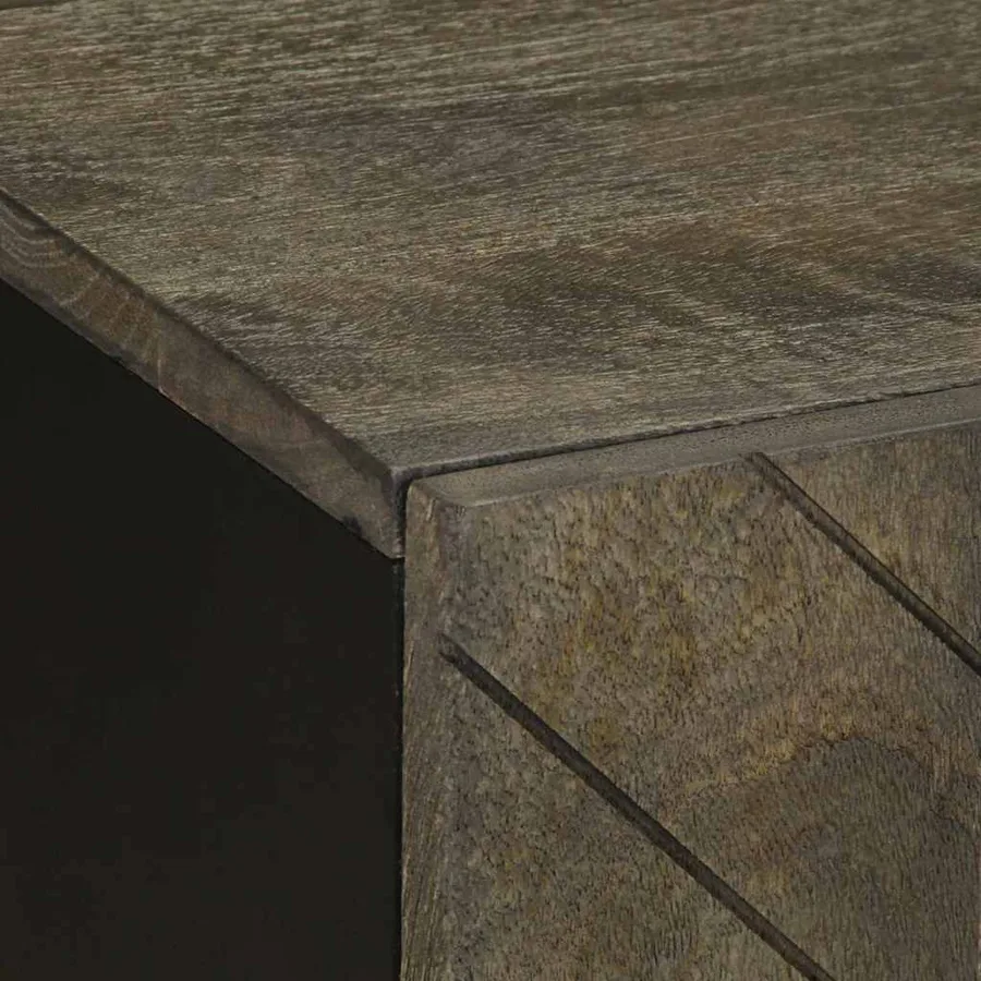 Meuble TV noir 105x33x46 cm bois massif de manguier - 6
