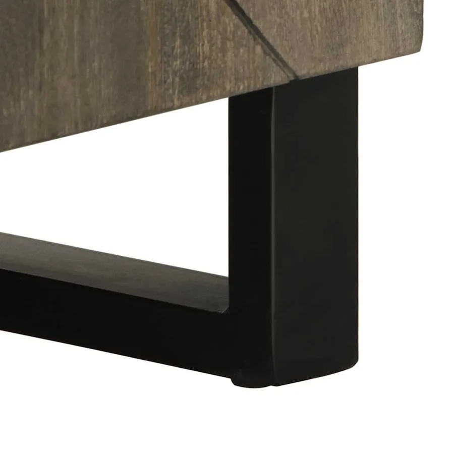 Meuble TV noir 105x33x46 cm bois massif de manguier - 8