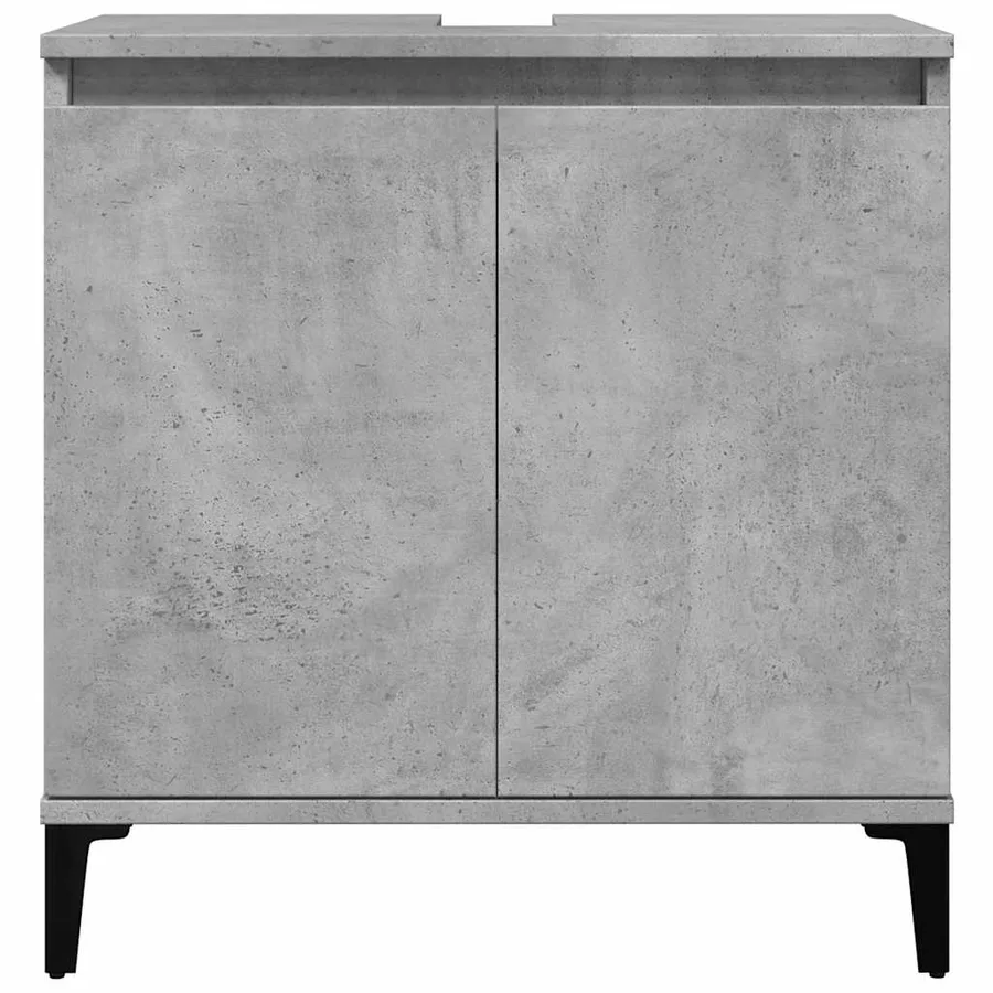 Ensemble de meubles de salle de bain 3 pcs gris béton - 9