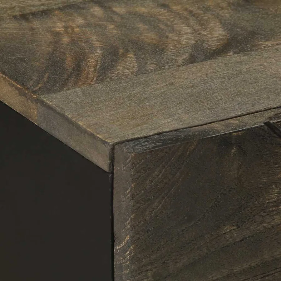 Table de chevet noir 50x33x60 cm bois de manguier massif - 7