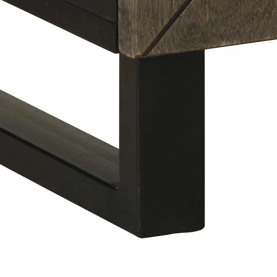 Table de chevet noir 50x33x60 cm bois de manguier massif - 9