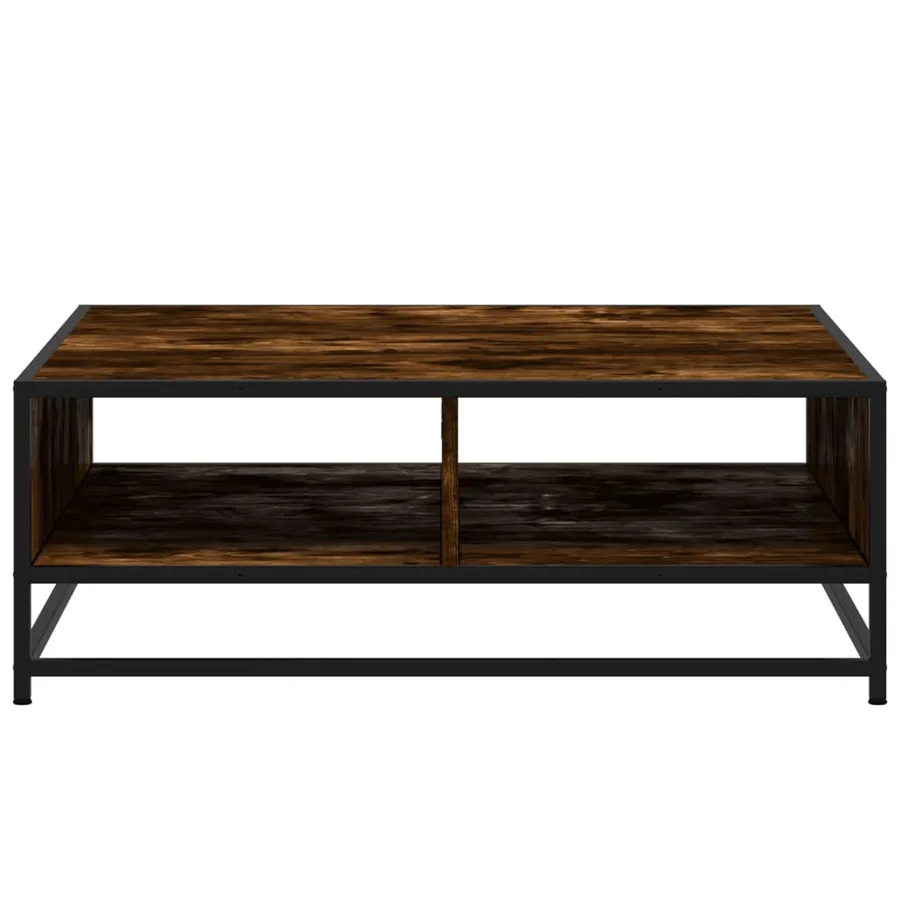 Table basse chêne fumé 80x80x30 cm bois d'ingénierie et métal - 5