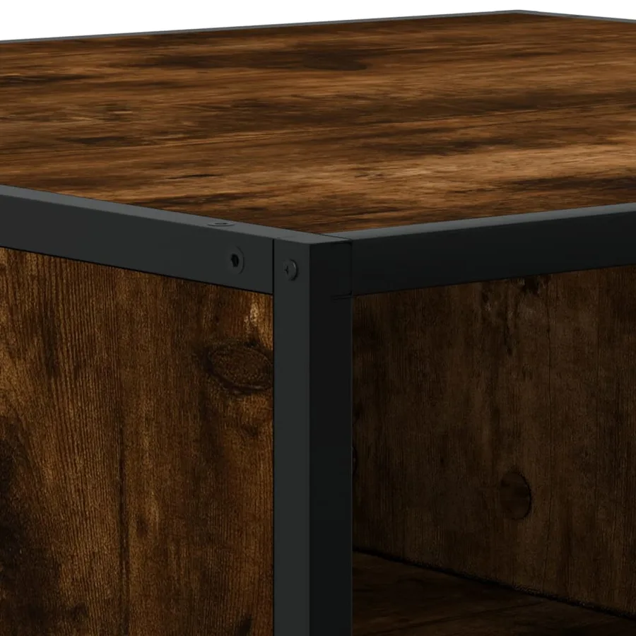 Table basse chêne fumé 80x80x30 cm bois d'ingénierie et métal - 8