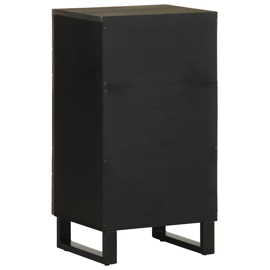 Buffet noir 40x33x75 cm bois massif de manguier - 5