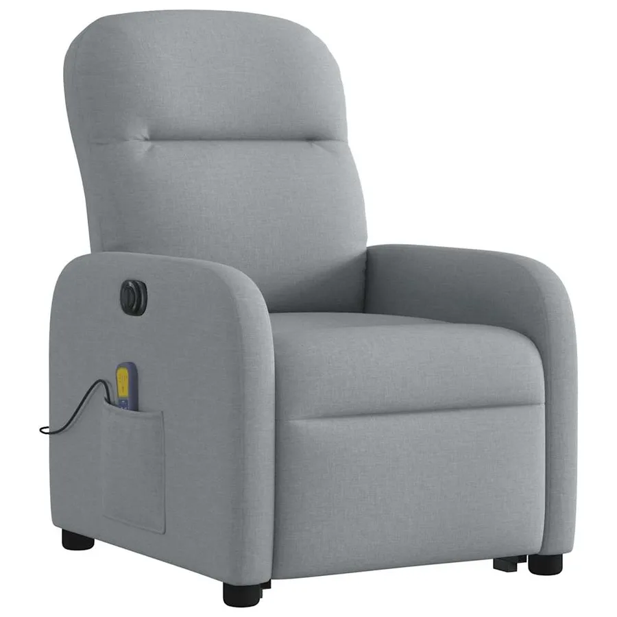 Fauteuil inclinable de massage électrique Gris clair Tissu - 4