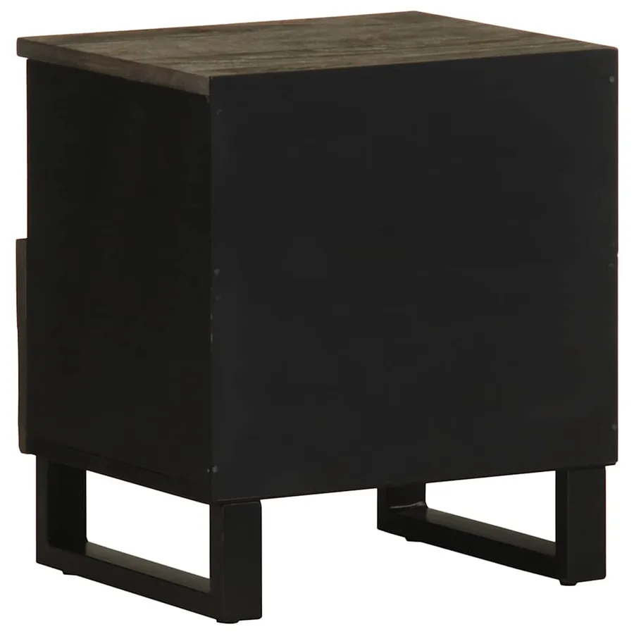 Table de chevet noir 40x33x46 cm bois de manguier solide - 5