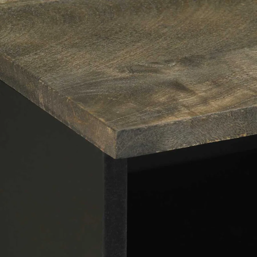 Table de chevet noir 40x33x46 cm bois de manguier solide - 6