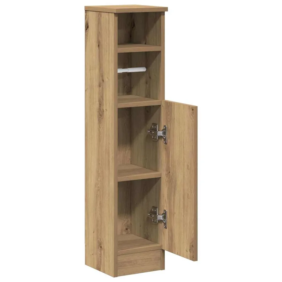 Meuble de salle de bain avec porte-rouleau chêne artisanal - 5