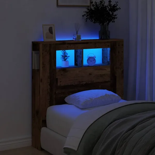 Tête de lit à LED vieux bois 100x18,5x103,5cm bois d'ingénierie